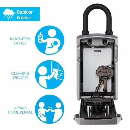 Master Lock 5440EURD sikkerhedsboks med kode og Bluetooth - sort/sølv, zink, 18 × 8 × 6 cm