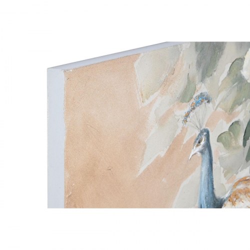 Lærredsmaleri i fyrretræ, påfugl - 90 × 3,7 × 120 cm