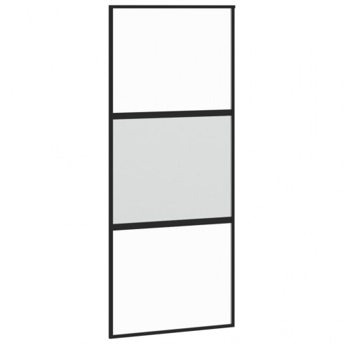 Skydedør 90×205 cm - hærdet glas og aluminium, sort