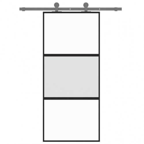 Skydedør 90×205 cm - hærdet glas og aluminium, sort