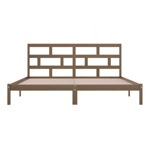 Sengeramme 200x200 cm i massivt fyrretræ - gyldenbrun