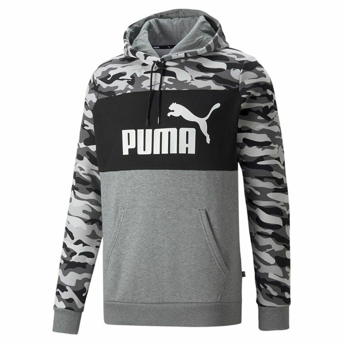 Billede af Hættetrøje til Mænd Puma ESS Camo Sort Grå Hvid Camouflage M