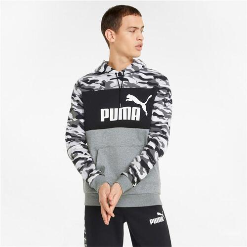 Hættetrøje til Mænd Puma ESS Camo Sort Grå Hvid Camouflage M