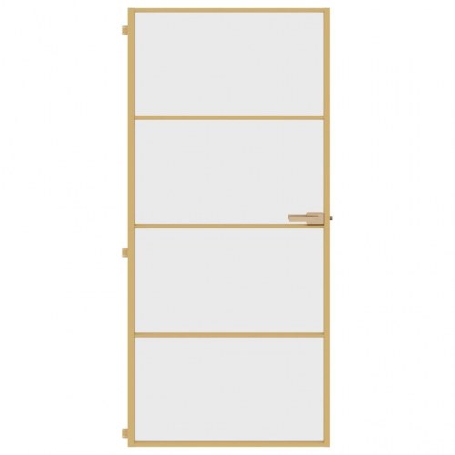 Indvendig glasdør 93×201,5 cm - hærdet glas og aluminium, guldfarvet