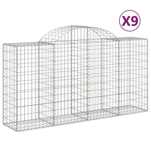 Buede gabionkurve - 9 stk. 200×50×100/120 cm i galvaniseret jern