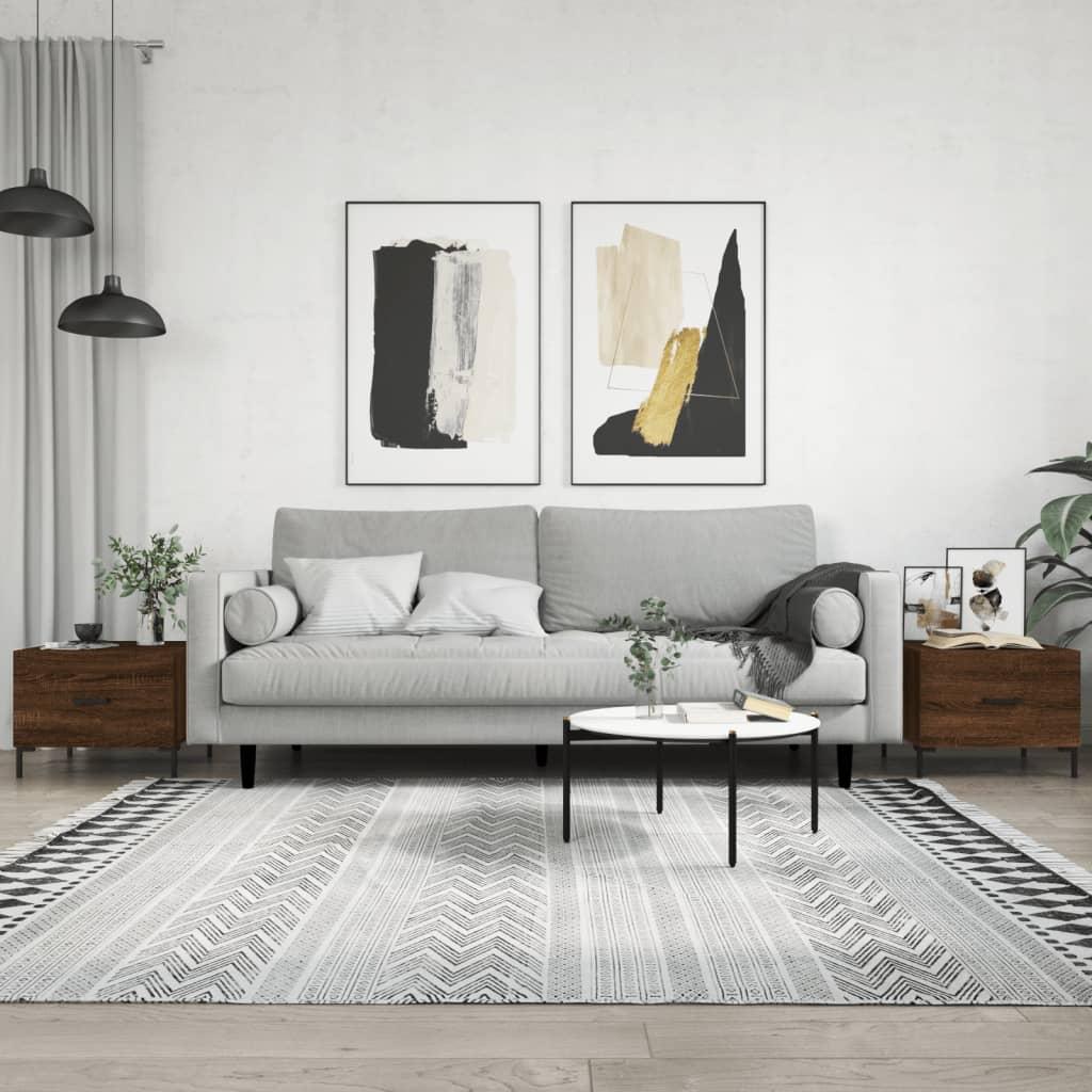 Sofaborde 2 stk. 50x50x40 cm konstrueret træ brun egetræsfarve billede