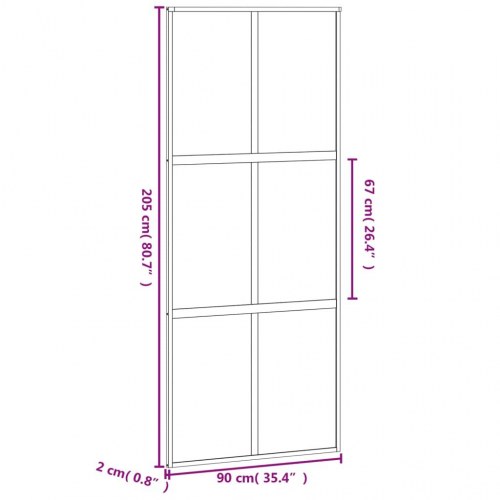 Skydedør 90×205 cm - hærdet glas og aluminium, sort