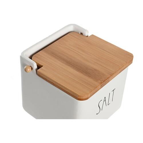 Saltbøsse med låg 11,5 x 11,5 x 11 cm Hvid 750 ml Dolomite