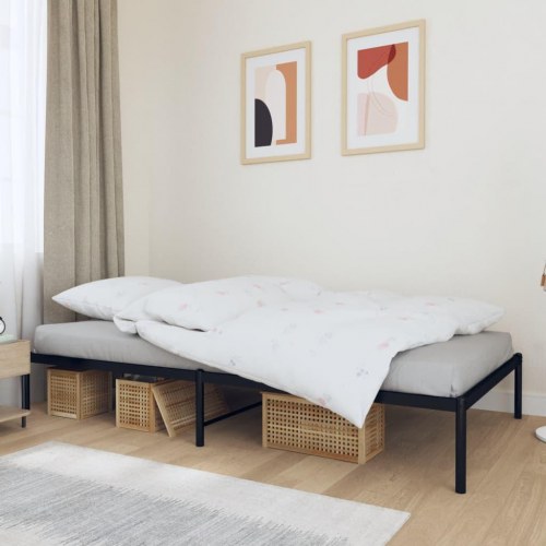 Sengeramme i metal 100 x 200 cm - sort, klassisk platformsseng