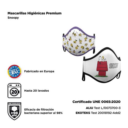 Hygiejnisk maske 2 enheder Snoopy