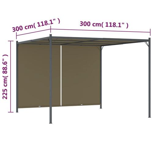 Pergola med tilbagetrækkeligt tag 3x3 m 180 g/m² gråbrun