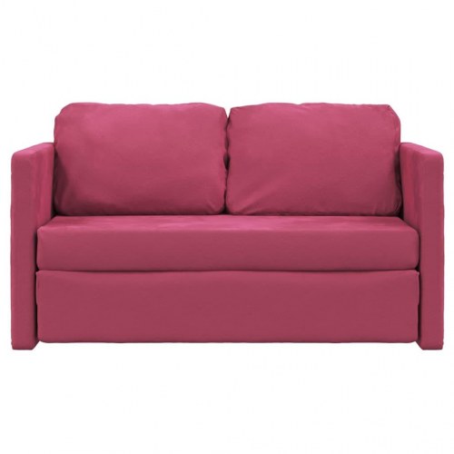 2-i-1 sovesofa i velour - vinrød, 122x204x55 cm