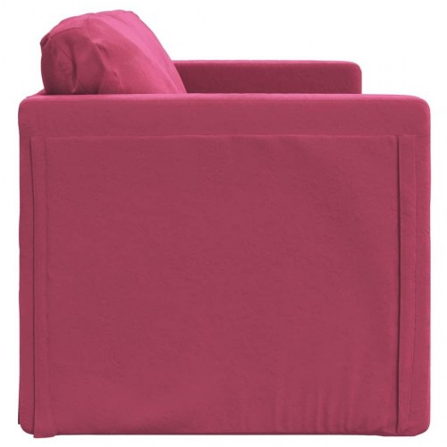 2-i-1 sovesofa i velour - vinrød, 122x204x55 cm