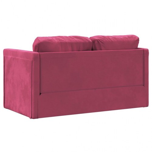 2-i-1 sovesofa i velour - vinrød, 122x204x55 cm