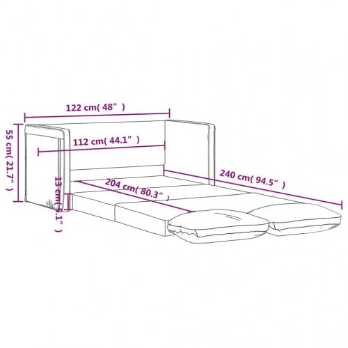 2-i-1 sovesofa i velour - vinrød, 122x204x55 cm