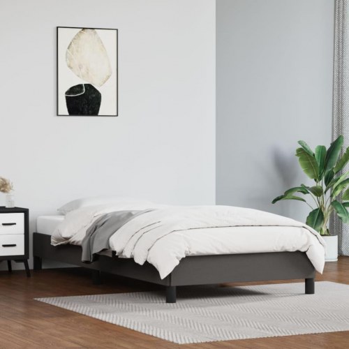 Sengeramme 80×200 cm i gråt kunstlæder - enkeltseng