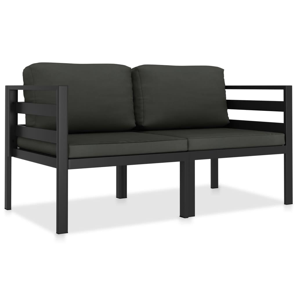 Sofasæt til haven med hynder 2 dele aluminium antracitgrå