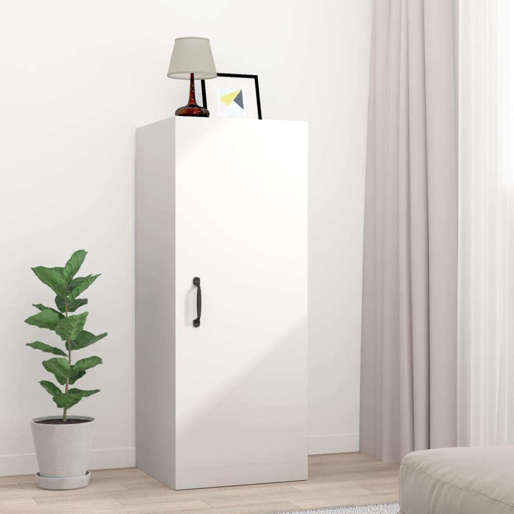 Vægskab 34,5x34x90 cm konstrueret træ hvid højglans