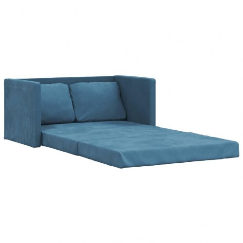 2-i-1 sovesofa i velour - 122×204×55 cm, blå