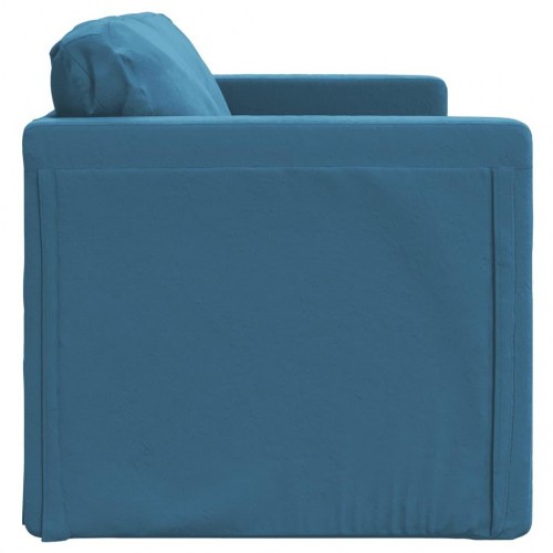 2-i-1 sovesofa i velour - 122×204×55 cm, blå