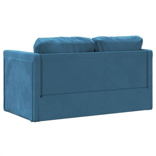 2-i-1 sovesofa i velour - 122×204×55 cm, blå