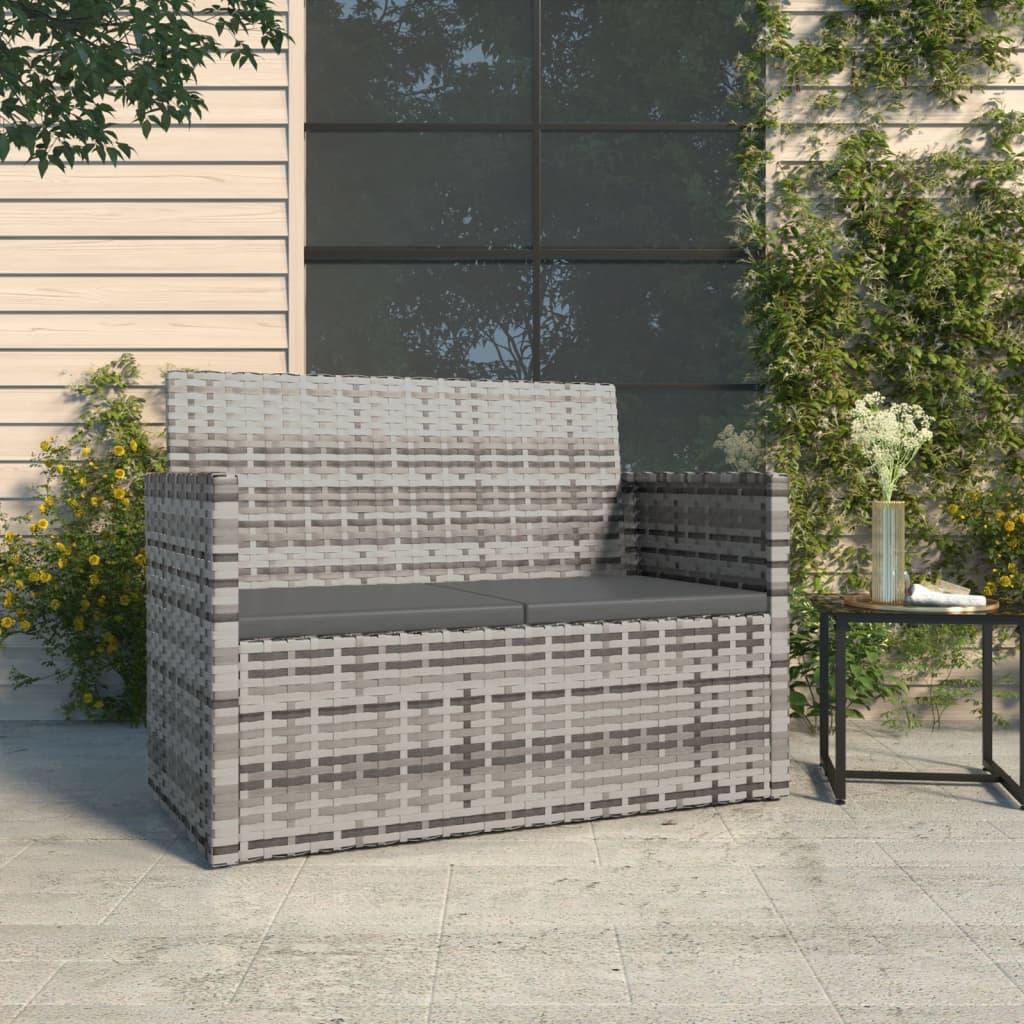 Havebænk Med Hynder 105 Cm Polyrattan - Grå / uden ryghynde