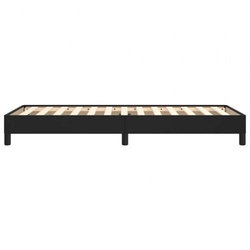 Sengeramme 90x200 cm i sort kunstlæder - enkeltseng med lameller