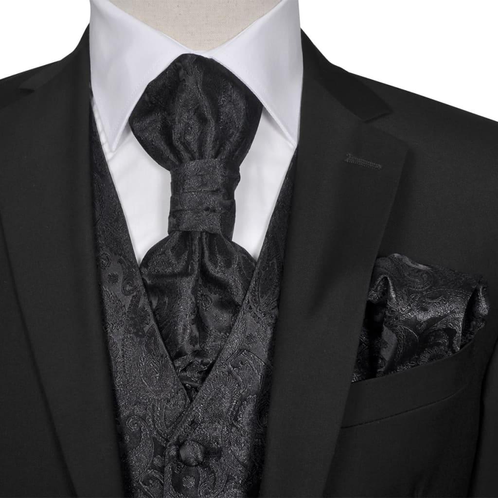 Herre Paisley Bryllupsvest sæt, størrelse 48, sort
