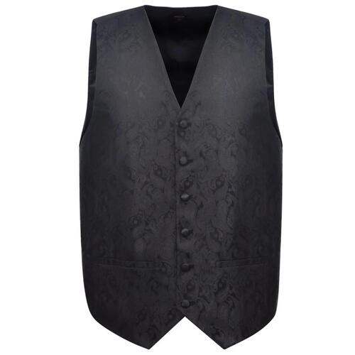 Herre Paisley Bryllupsvest sæt, størrelse 48, sort