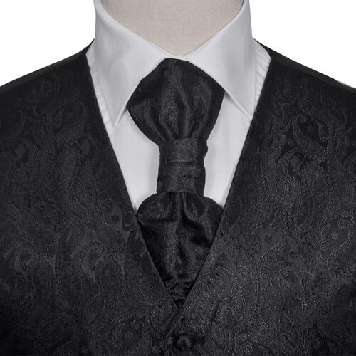 Herre Paisley Bryllupsvest sæt, størrelse 50, sort