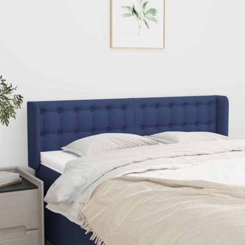 Sengegavl med kanter 147 x 16 x 78/88 cm - blå