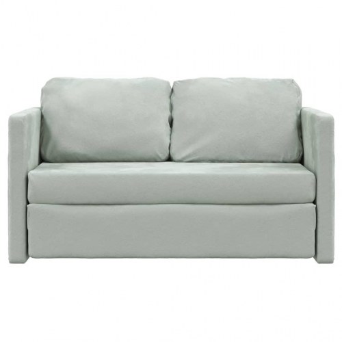 2-i-1 sovesofa i velour - lysegrå, 122x204x55 cm