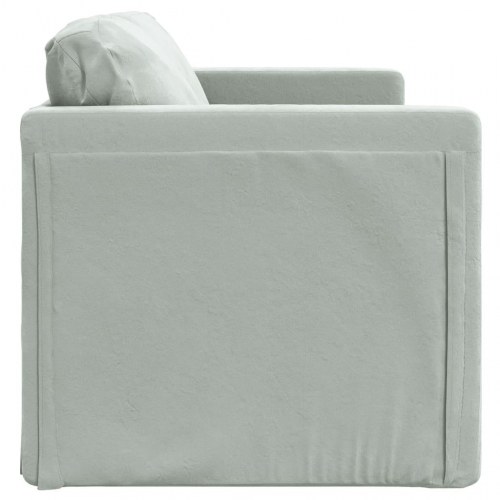 2-i-1 sovesofa i velour - lysegrå, 122x204x55 cm