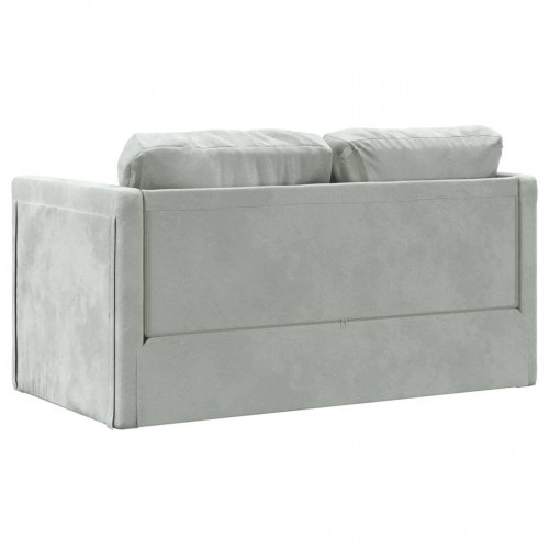 2-i-1 sovesofa i velour - lysegrå, 122x204x55 cm