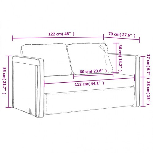 2-i-1 sovesofa i velour - lysegrå, 122x204x55 cm