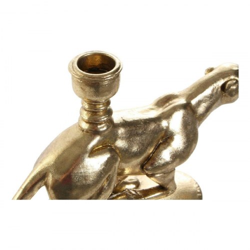Kandelaber - gylden leopard i harpiks og aluminium, 25 × 6 × 14 cm