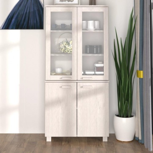 Højskab HAMAR i massivt fyrretræ - hvid, 85×35×180 cm