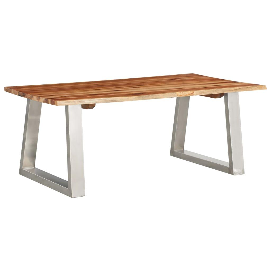 Sofabord 100 X 60 X 40 Cm Massivt Akacietræ Og Rustfrit Stål