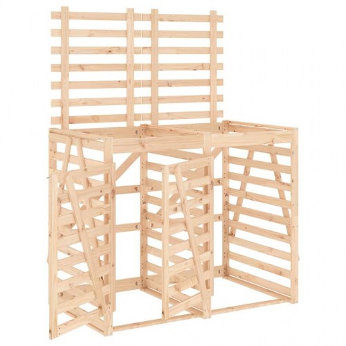 Dobbelt skraldespandsskjuler massivt fyrretræ