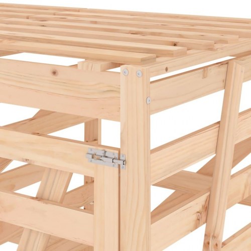 Dobbelt skraldespandsskjuler massivt fyrretræ