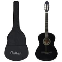 Klassisk guitar med taske for begyndere 4/4 39" sort