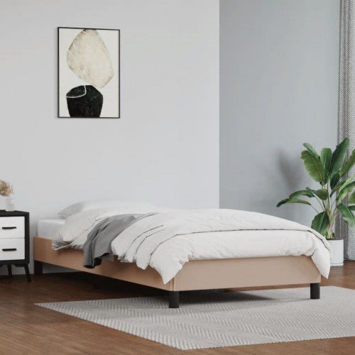 Sengeramme 90x200 cm i kunstlæder - cappuccino