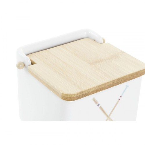 Saltkar med låg - Marine, multifarvet, bambus/dolomit, 12,5 × 12,5 × 11,5 cm