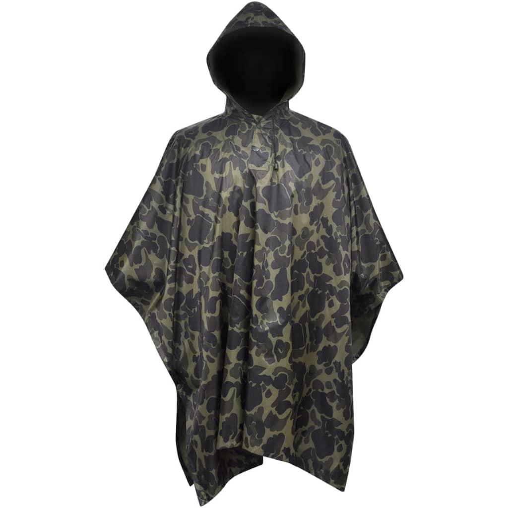 Vandtæt Army Regnponcho Til Camping Vandreture Camouflage