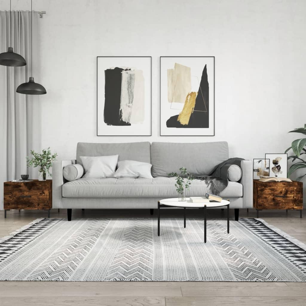 Sofaborde 2 stk. 50x50x40 cm konstrueret træ røget egetræsfarve billede
