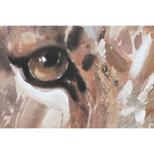 Lærredsmaleri i fyrretræ, 80 × 3,7 × 100 cm - kolonistil, tiger