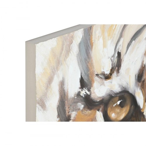 Lærredsmaleri i fyrretræ, 80 × 3,7 × 100 cm - kolonistil, tiger