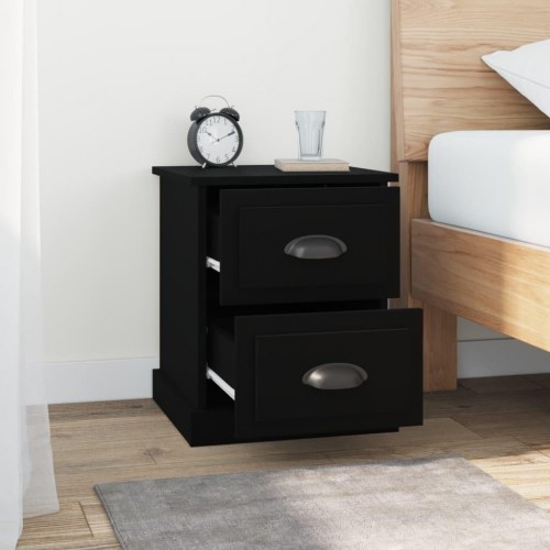 Sengeborde 2 stk. 39x39x47,5 cm konstrueret træ sort