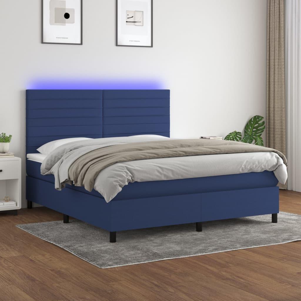 Kontinentalseng med LED-lys 180×200 cm - stof, blå