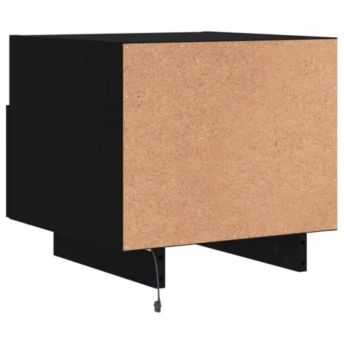 Sengeborde med LED-lys 2 stk. - sort 40 x 39 x 37 cm